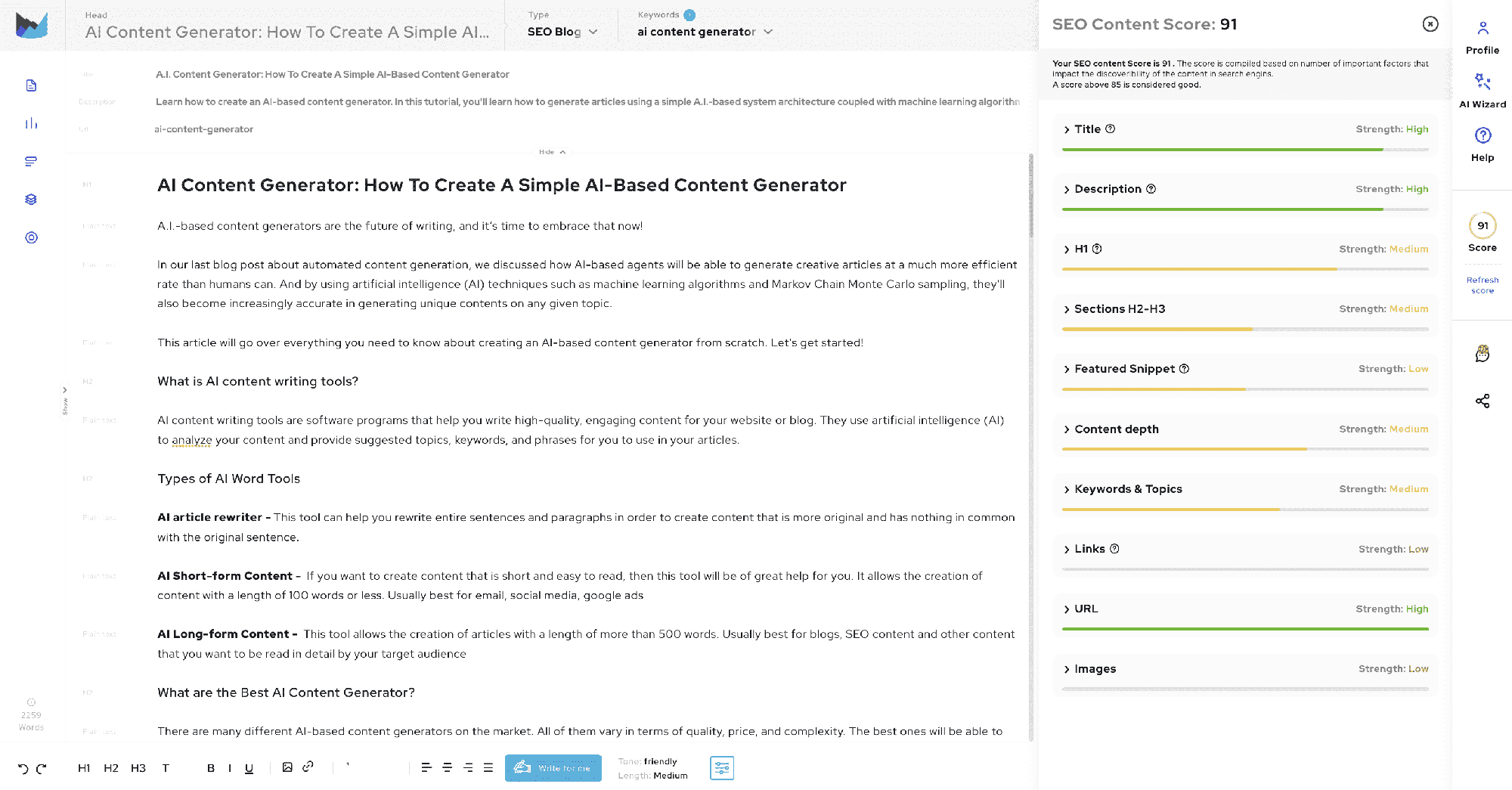 Outranking Io Content Scoring