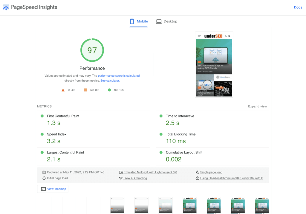 Google Pagespeed Insights